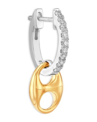 Diamond Mariner Link Hoop Drop Earrings in 14K Gold, 0.25 tcw