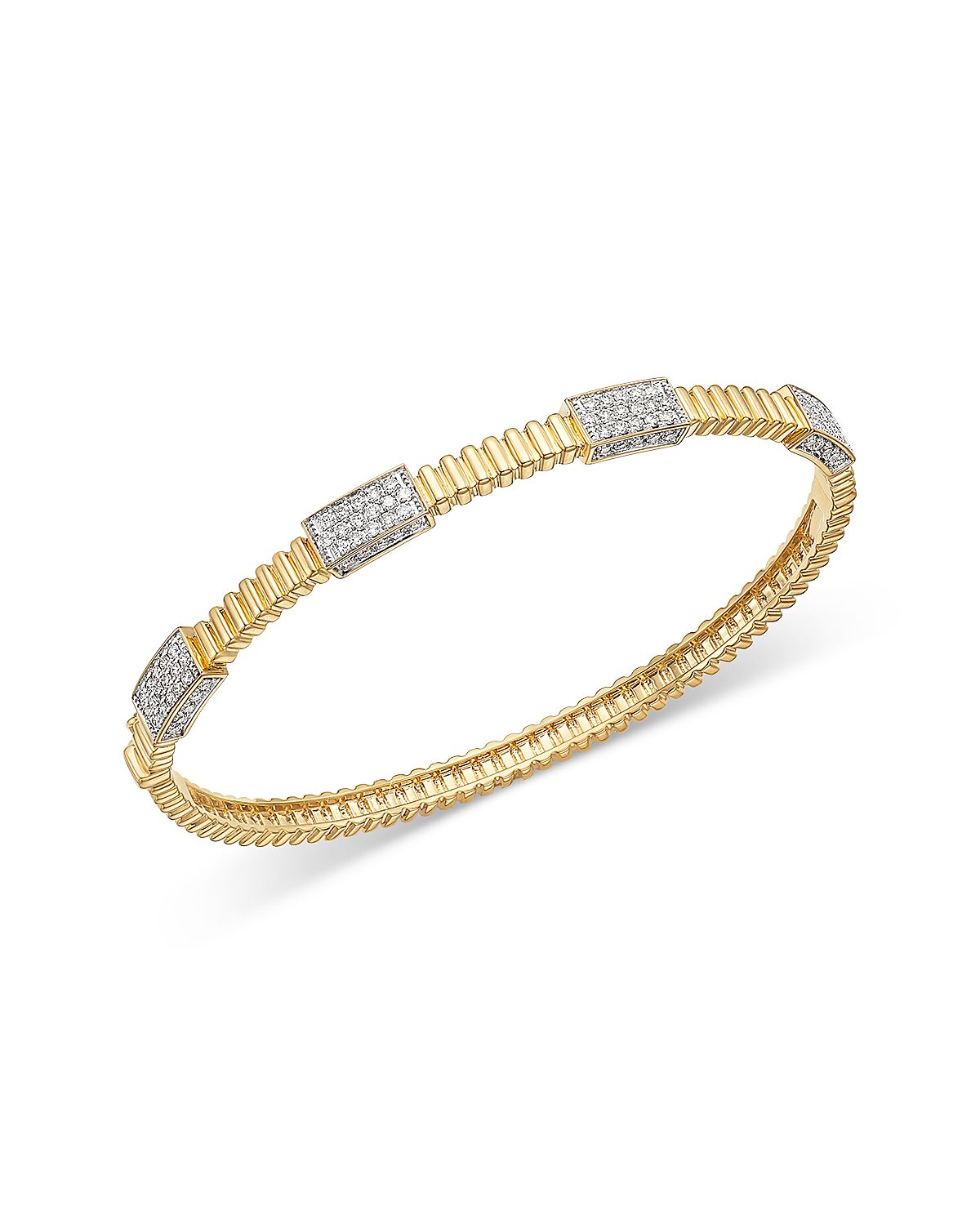 Bloomingdale's Fine Collection Diamond Cluster Station Textured Bangle Bracelet