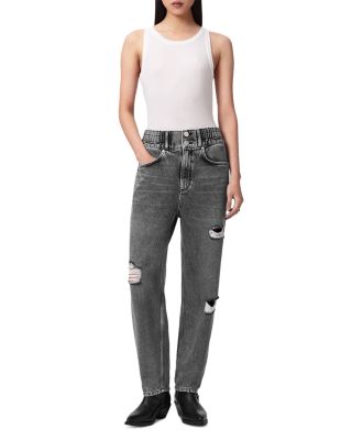 Daisy High Rise Tapered Jeans in Washed Grey