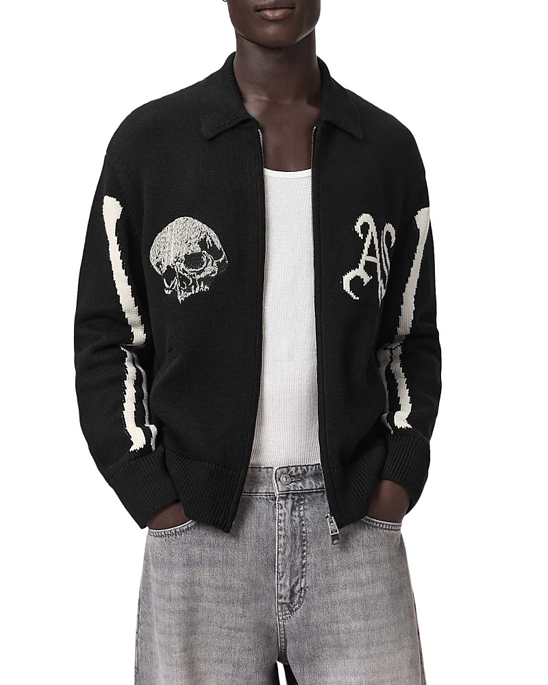 Allsaints Adrian Skeleton Graphic Zip Sweater