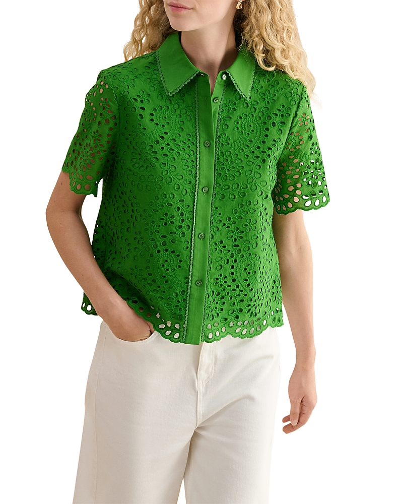 Hobbs London Caroline Eyelet Embroidered Blouse