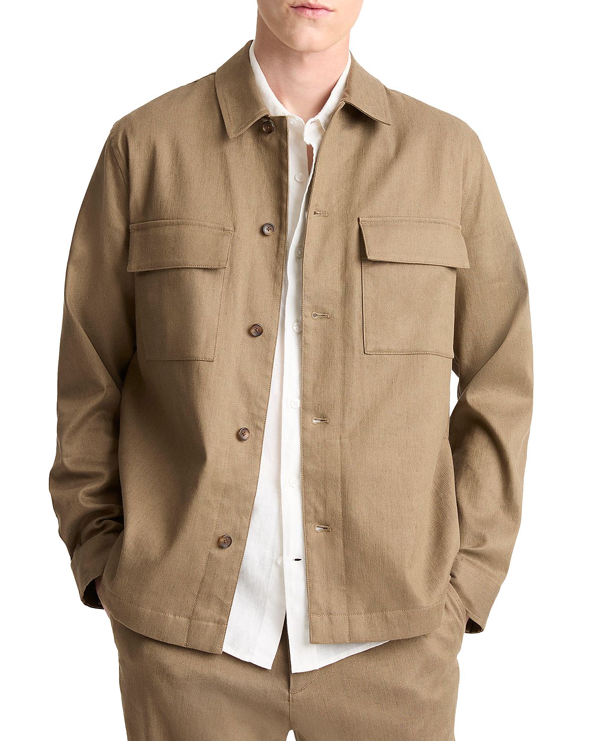 Vince Stretch Linen Chore Coat