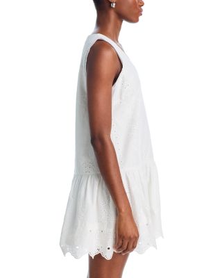 Eyelet V Neck Flounce Mini Dress - Exclusive