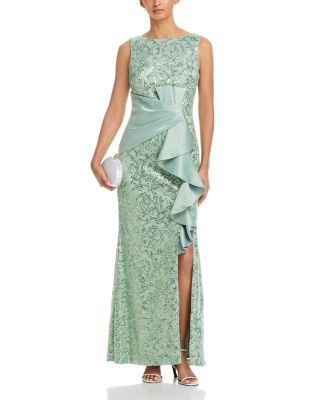 Sleeveless Gown with Ruffle Gathered Front