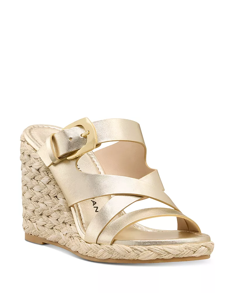 Stuart Weitzman Women's Sai Leather Espadrille Wedge Sandals