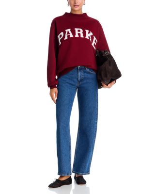 Maroon White Varsity Mock Neck Sweatshirt