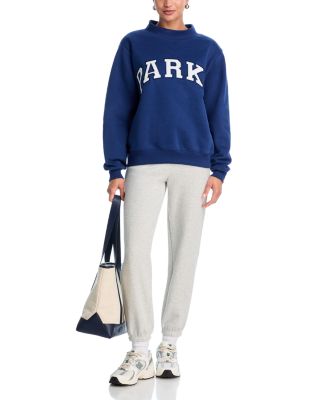 Denim White Varsity Mock Neck Sweatshirt