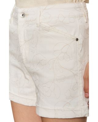 Impact High Rise Embroidered Jean Shorts in Chalk