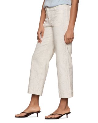 The Marine High Rise Wide Crop Jeans in Chalk