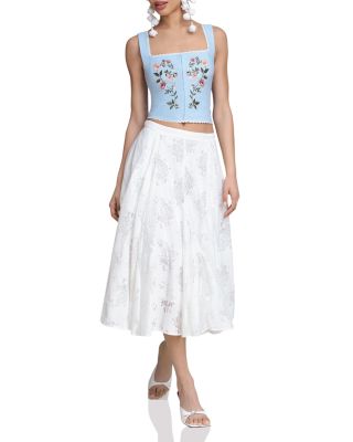 Embroidered Top & Embroidered Mini Skirt