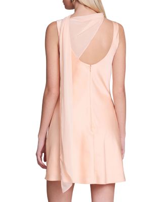 Floral Satin Scarf Tie Mini Dress