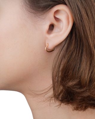 18K Rose Gold Antifer Polished Heart Single Hoop Earring