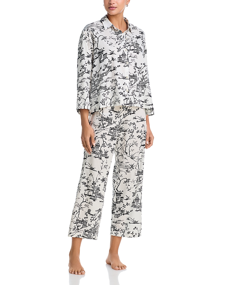 Natori Toile Satin Notch Pajama Set