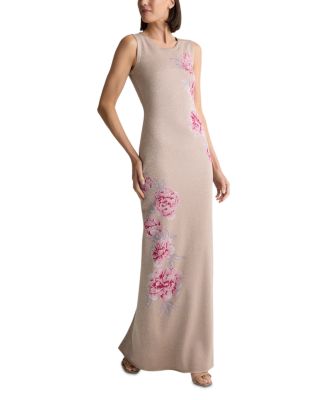 Metallic Peony Jacquard Knit Gown