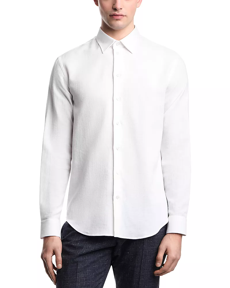 Emporio Armani Cotton & Linen Textured Sport Shirt