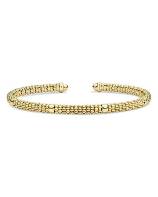 18K Yellow Gold Signature Caviar Beaded Versa Torque Cuff Bracelet