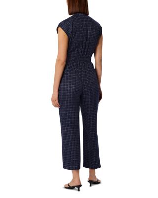 Grid Print Sleeveless Jumpsuit 