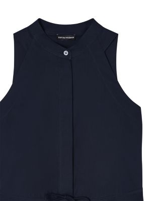 Poplin Button Front Sleeveless Dress