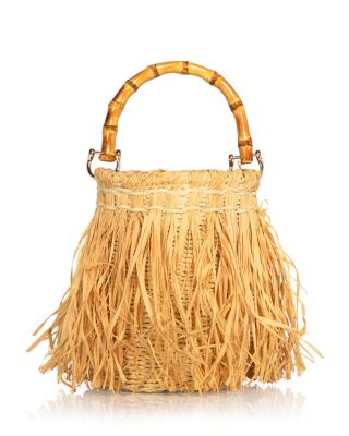 Fringed Straw Bucket Bag - Exclusive 