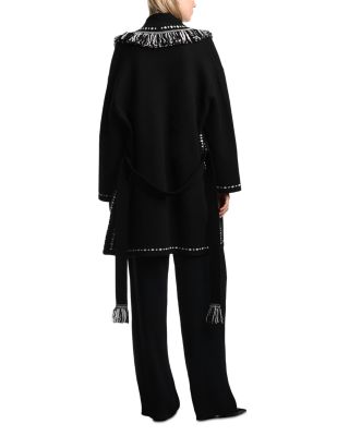 Fringe Hem Tie Belt Cardigan