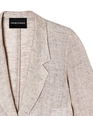 Mixed Linen Chambray Tie Detail Blazer
