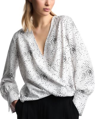 Faux Wrap Long Sleeve Top