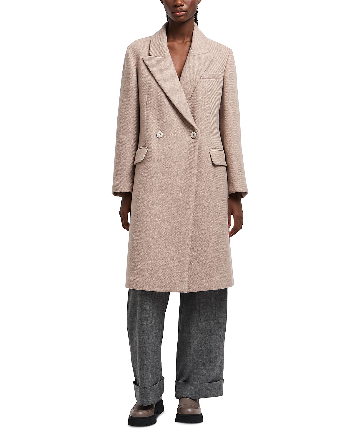 Emporio Armani Knitwear Effect Double Breasted Coat