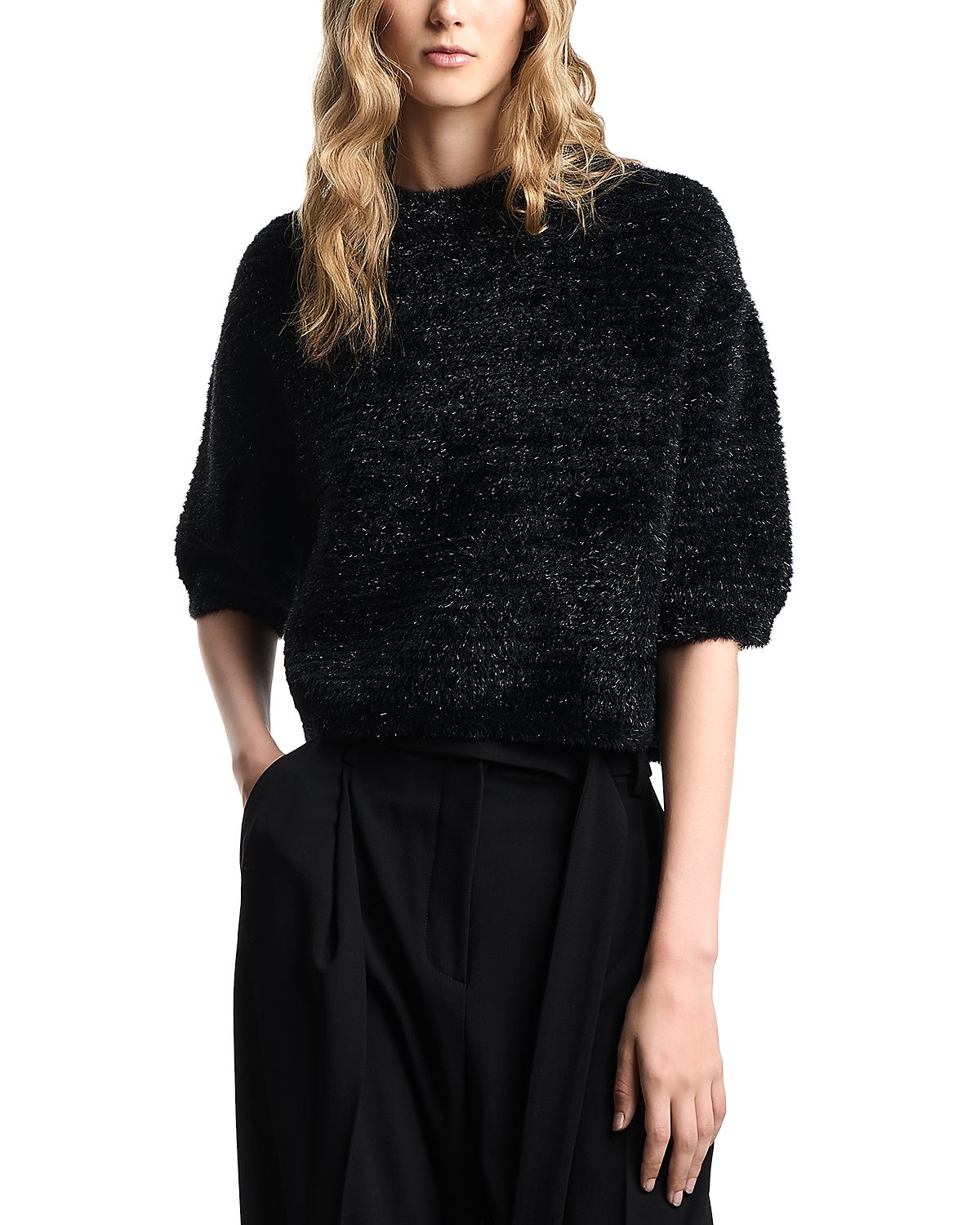 Emporio Armani Fuzzy Three Quarter Sleeve Sweater