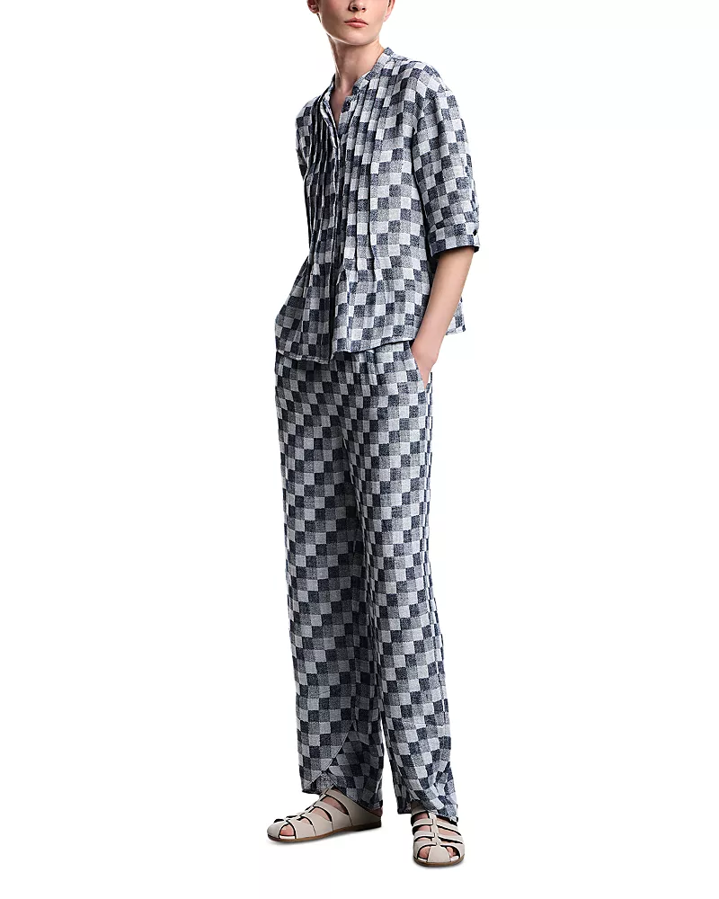 Emporio Armani Linen Gauze Checkered Shirt