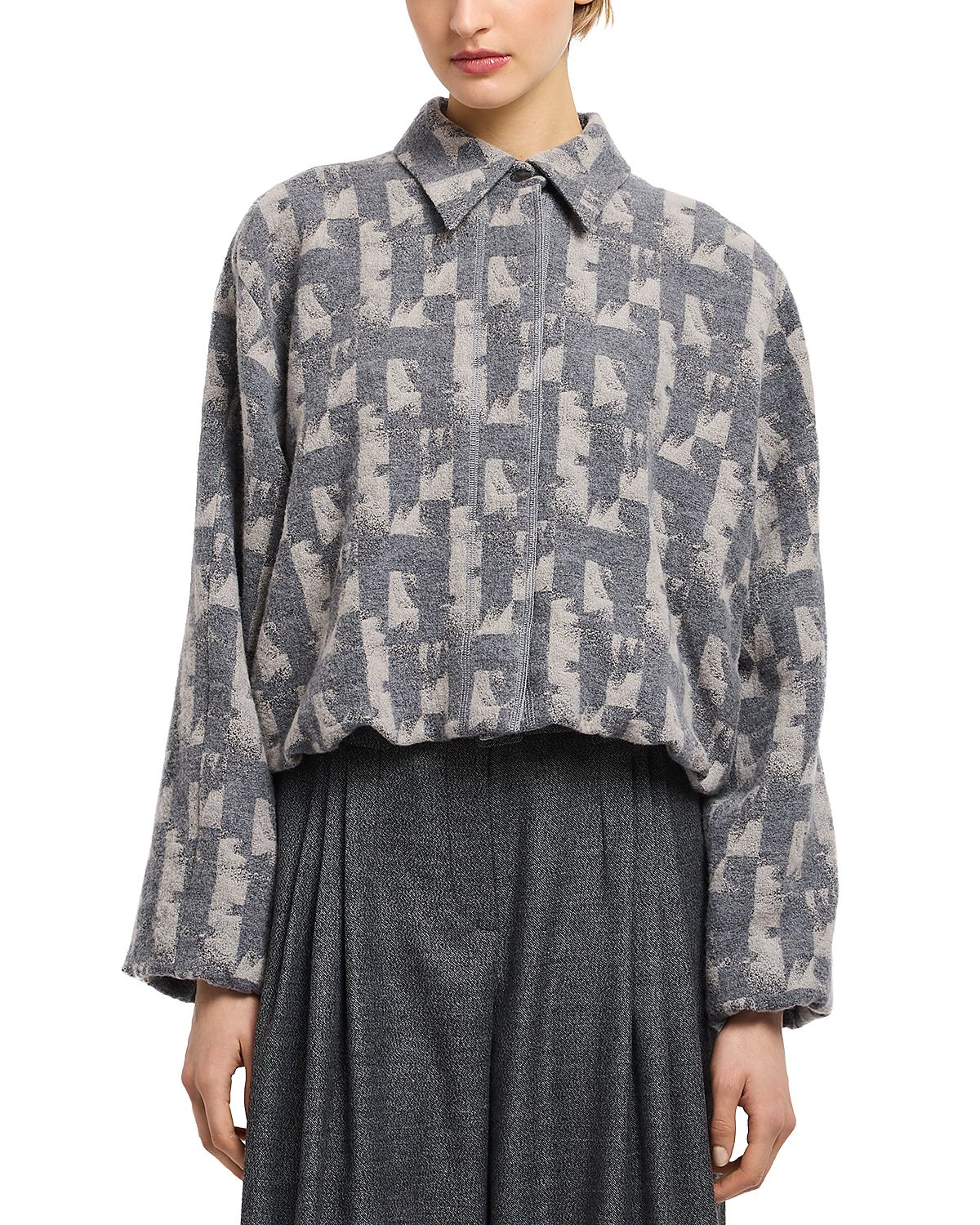 Emporio Armani Geometric Jacquard Bubble Hem Jacket