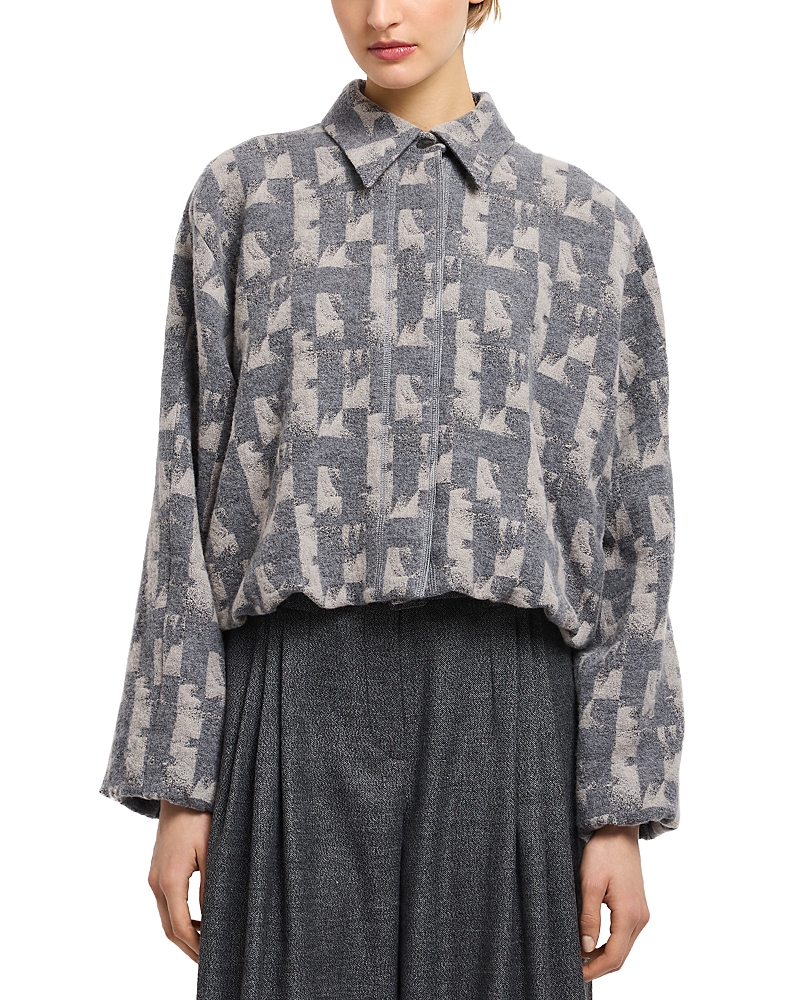Emporio Armani Geometric Jacquard Bubble Hem Jacket