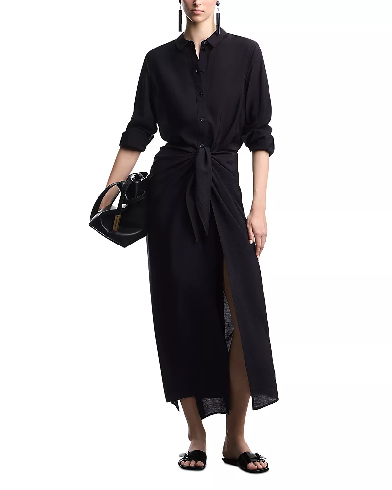 Emporio Armani Techno Rayon Wrap Detail Maxi Dress