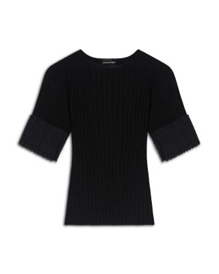 Rib Knit Ruffle Motif Top 