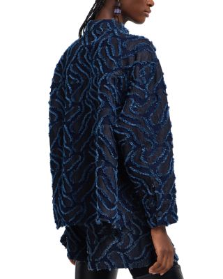 Fringe Embossed Blouson Denim Jacket