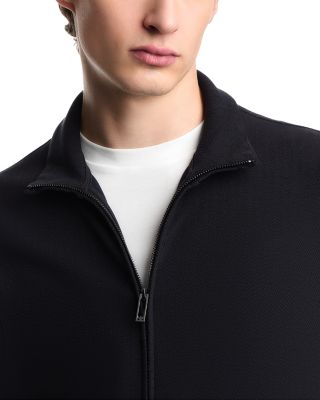 Chevron Motif Interlock Zip Up Sweatshirt