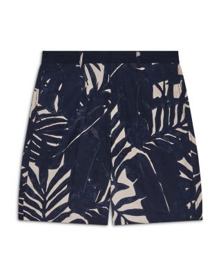 Bermuda Palm Leaf Linen Blend Shorts