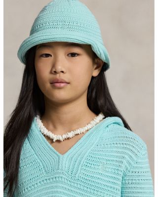 Girls' Crocheted Cotton Hooded Sweater - Little Kid, Big Kid