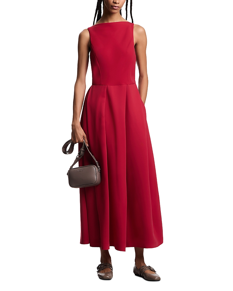 Emporio Armani Technical Cady Pleated Midi Dress