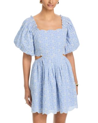 Embroidered Scallop Hem Mini Dress - Exclusive