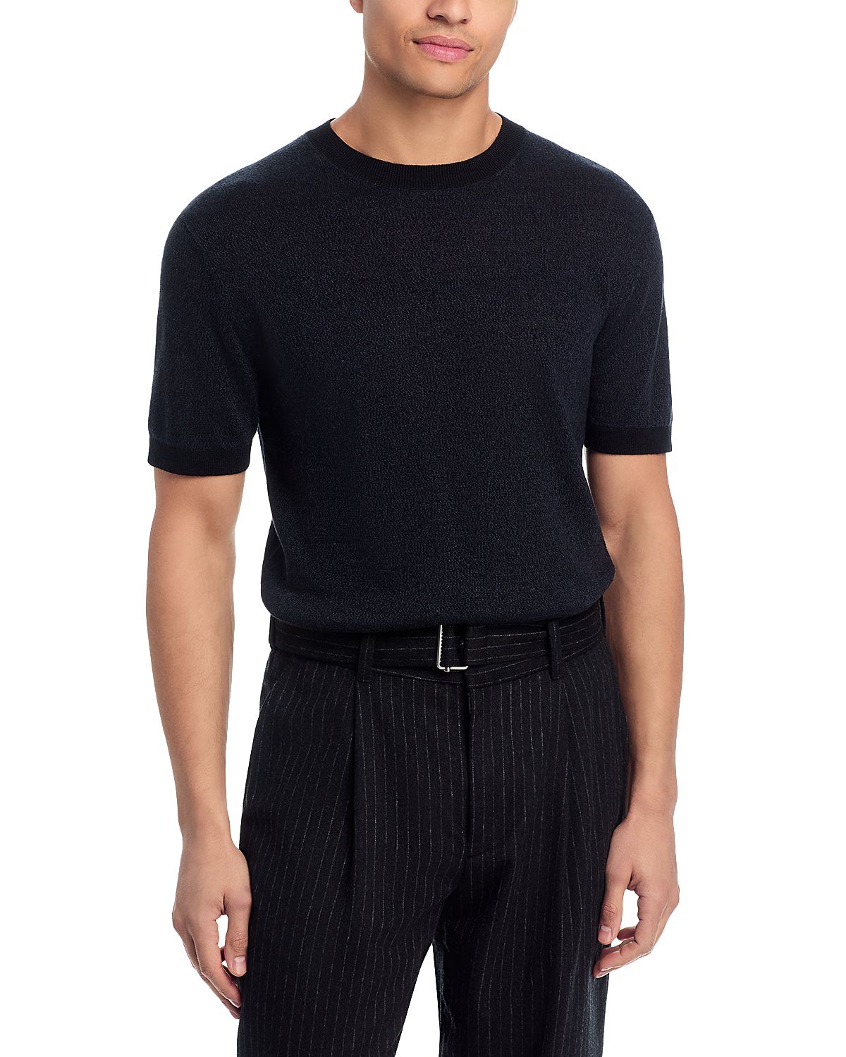 Theory Short Sleeve Silk Linen Crewneck Sweater