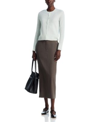 Ribbed Cable Knit Cashmere Cardigan Sweater