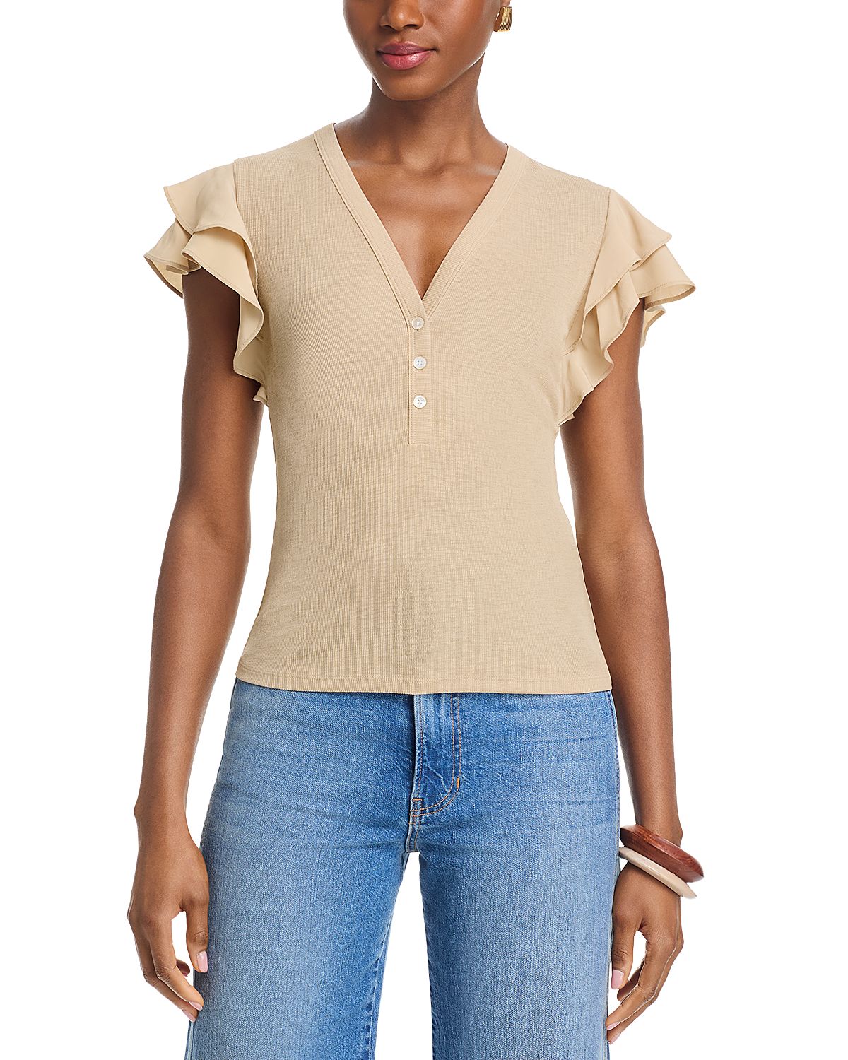 Veronica Beard Aphrodite Ruffled Sleeve Top