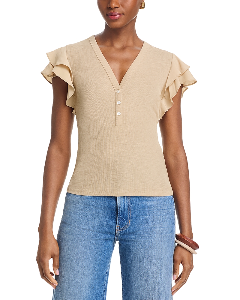 Veronica Beard Aphrodite Ruffled Sleeve Top