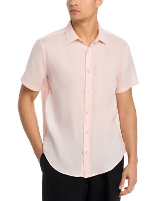 Short Sleeve Linen Shirt in Soft Peach - Exclusive