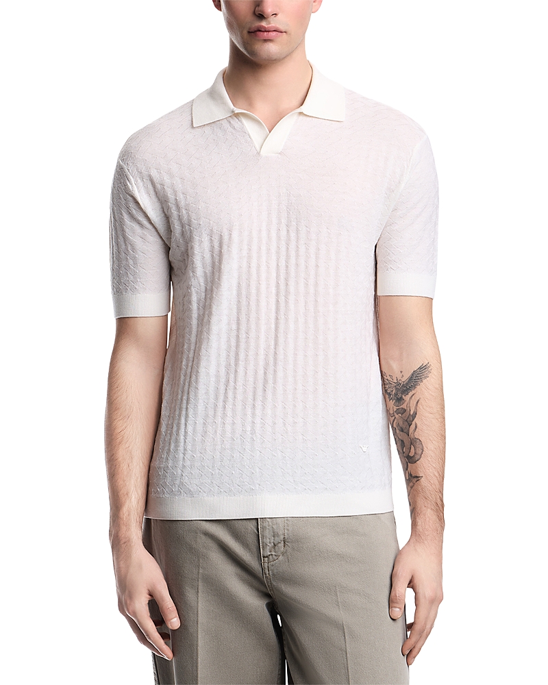 Emporio Armani Knit Basketweave Polo Sweater