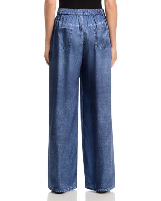 Sage Denim Print Satin Pants