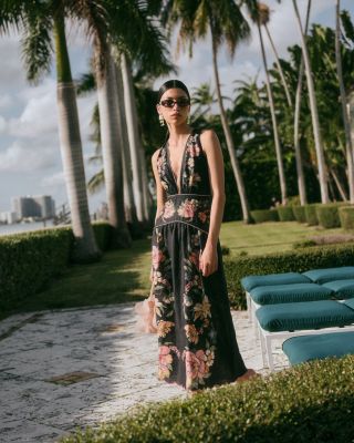 Maira Floral Print Linen Dress