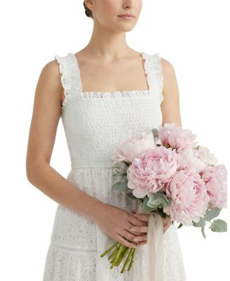  Kristen Sleeveless Smocked Eyelet Midi Dress