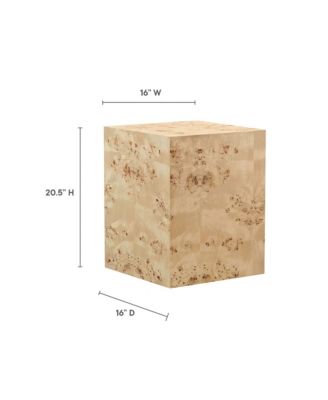 Cosmos 16" Square Burl Wood Side Table