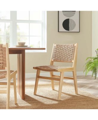 Saoirse Woven Rope Wood Dining Side Chair, Set of 2